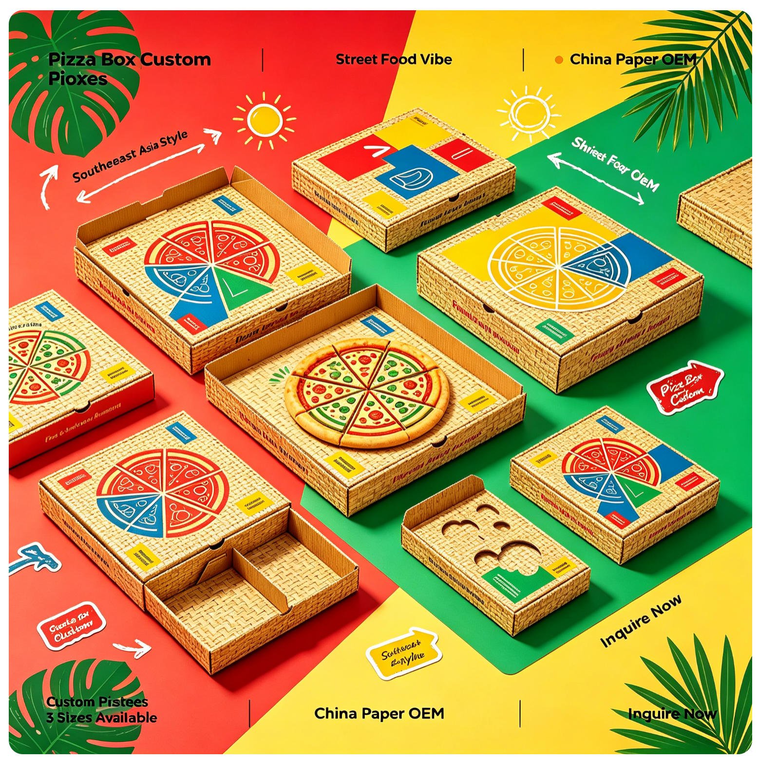 Southeast Asia Style Pizza Box